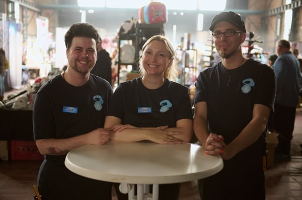 Das Next Heroes Orga-Team: Dan, Jenny und Daniel im E-Werk Saarbrücken